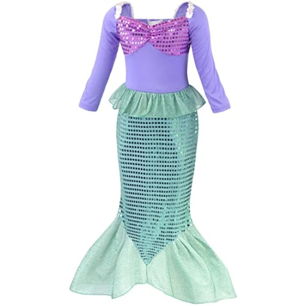 Prinsessans sjöjungfrukostym Klä upp kläder för flickor Födelsedagsfest ---- 120cm