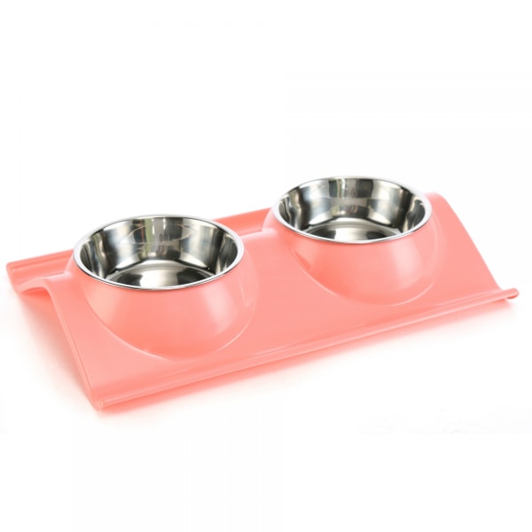 Double dog cat bowl high-grade stainless steel pet bowl anti-spill, food feeder cat and puppy