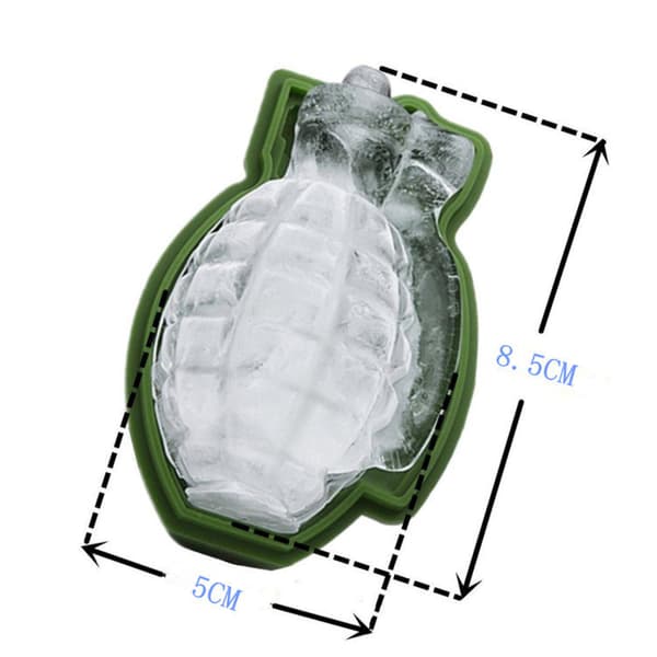 3-pack 3D Granat Isbitsform, Grön Silikon Handgranatformad Isbollsbricka för Whiskey, Nyhet Ismaskin Present för Män och Mi