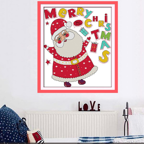 Ristinomistyöpakkaukset Leimattu Täysi Valikoima Kirjonta Aloituspakkaus Aloittelijoille DIY 11CT 3 Lankaa - Hyvää Joulua 19×22(tuumaa)