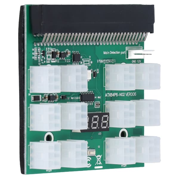 Strömadapter Breakout Board Adapter Server Intern Modul LED Spänningsdisplay 4 Pin 12 Port