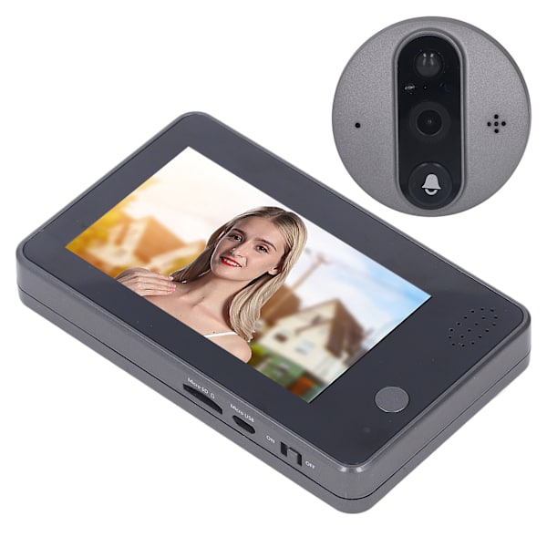 Videodörrklocka Multifunktion 4,3 tums LCD-skärm 3 miljoner HD Nattvision PIR Rörelsedetektering WiFi Videodörrklocka