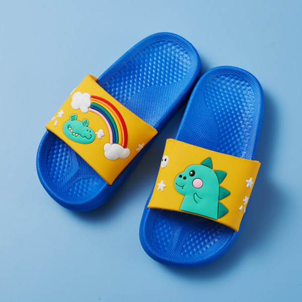 Pojkar och flickor sandaler tofflor dinosaurie sommar halkfri mjuk simbassäng utomhus strand inomhus badrum bad ---- Royal Blue（Storlek 34/35）