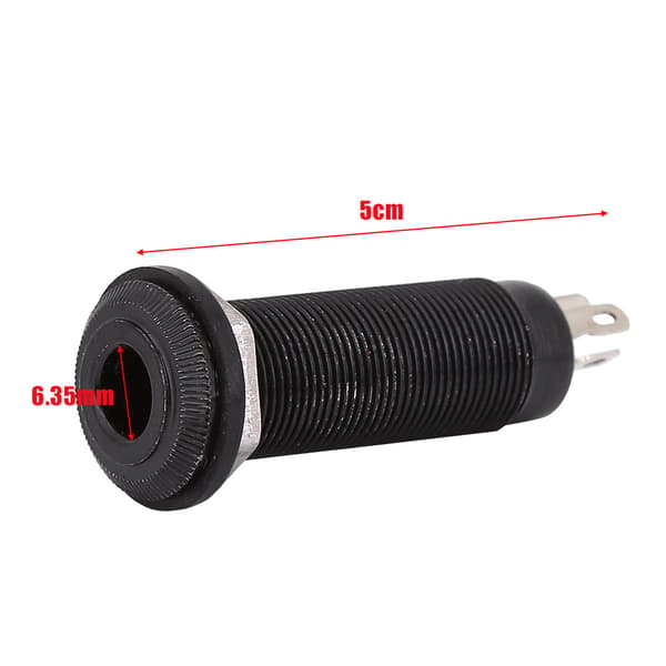 Gevindet cylinder output jack stik sokkel stik 1/4 tommer til elektrisk guitar bas sort
