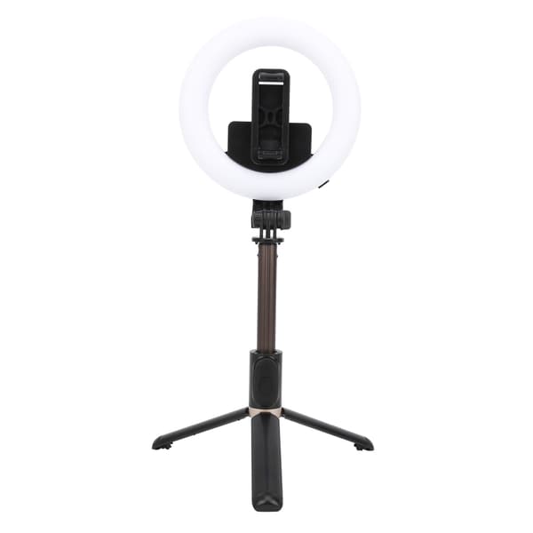Trådløs Bluetooth Selfie Ring Fyldlys Mini Udtrækkelig Selfie Stick Stativ Sort