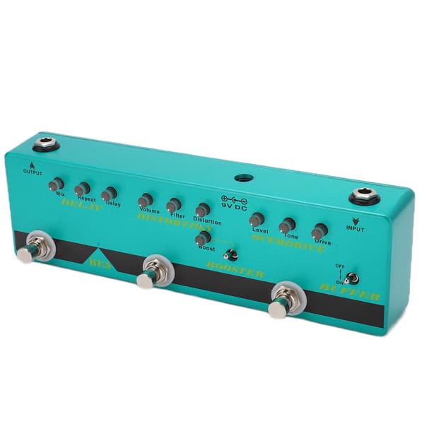 Kitaraefektipedaali Multi Effect 5‑in‑1 Metal True Bypass Buffer sähköbassolle BE‑5 DC 9V