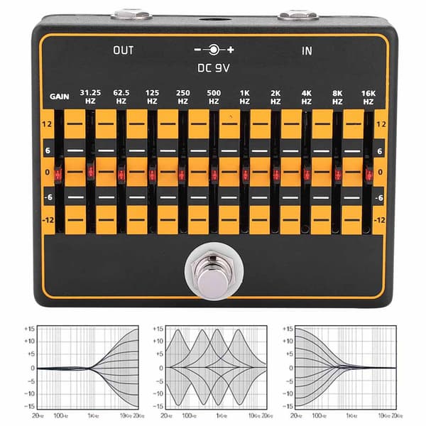 10-bånds equalizer effektpedal med kabel til guitar bas tilbehør