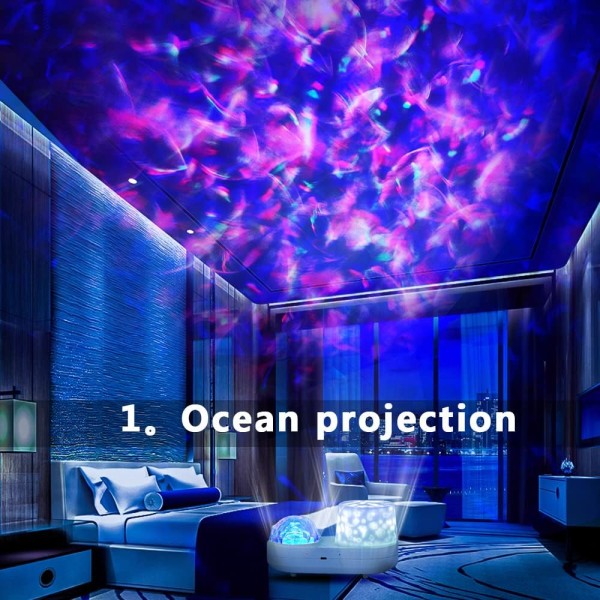 Ocean Star Sky Nattlampa Projektor för Barn, Konstellation Galaxy Projektor, 360 Graders Roterande Nebula Stjärnprojektionslampa