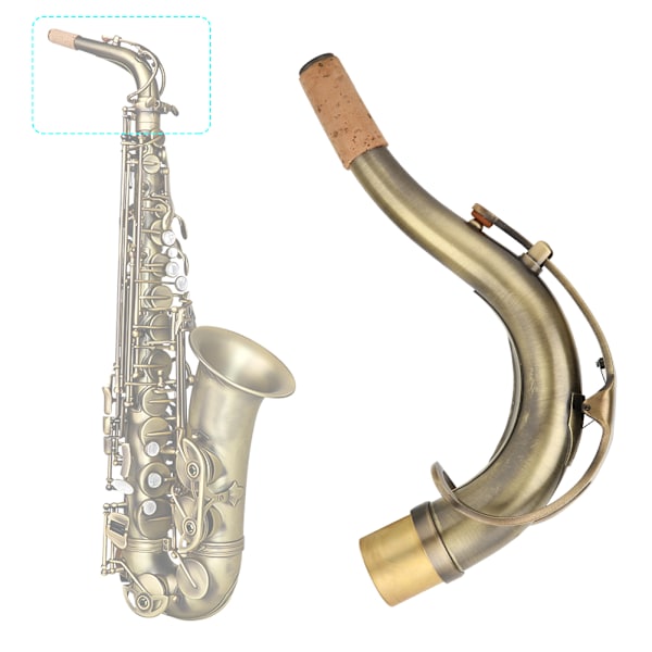Saxofon Hals Musik Tilbehør Blå Antik Lak Overflade Messing til Tenorsax