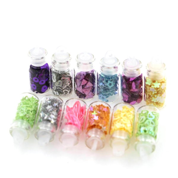 12 farver af pentagram manicure dekoration DIY blanding stjerne neglekunst klistermærker pailletter B