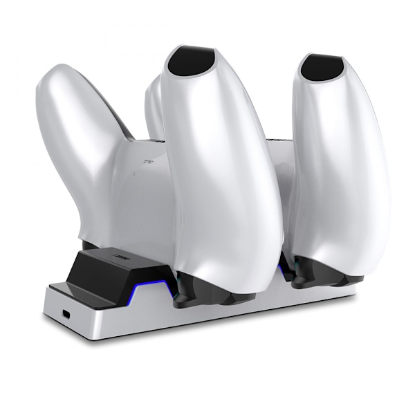 PS5-kontrollerlader, PS5-ladestasjon med dobbel ladebase for to PS5-kontrollere LED-indikator, PS5-kontrollerladerstasjon