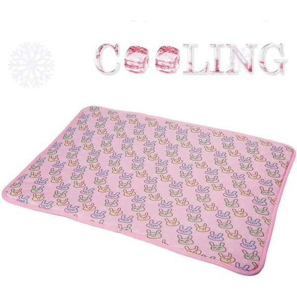 Kæledyrs is silke måtte, kæledyrs kølemåtte, sommer kølig bambusmåtte, åndbar måtte (pink, 70*100cm L