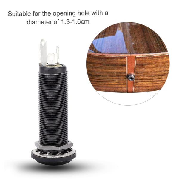Kobber Mono End Pin Jack Socket for Elektrisk Gitar Ukulele Pickup(Svart)
