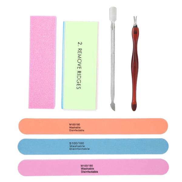 Manicure sæt neglepolerer neglefiler buffer sæt død hud pusher neglebåndsfjerner negleplejeværktøj