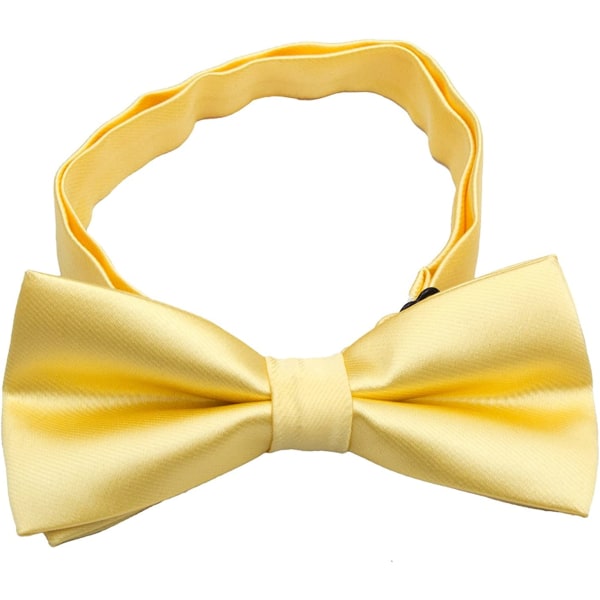 Klassiska pojkflugor - bröllopsformell förknuten justerbar sidenfluga för barn, gul
