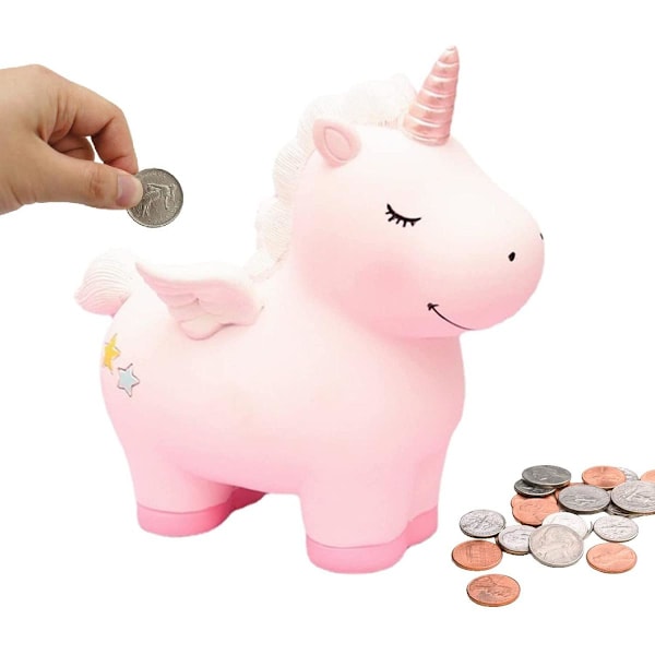 Nydelig Regnbue Unicorn Spargris, Harpiks Spargris, Jenters Favoritt Spargris, Barne Spargris Myntbokser, Unicorn Spargris Leke