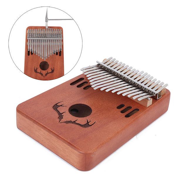 17 Key Kalimba Finger Thumb Piano Solid Mahogany med lydhul Reindeer Horn Pattern(Burlywood Color )