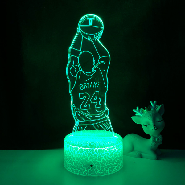 JUSTUP Basketball Player Night Light 3D Illusion LED-lampa med fjärrkontroll Bästa födelsedagen för sportälskare --- A3（Crack Seat）
