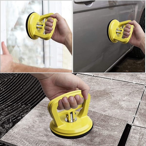 Glas Sugkopp Tungt Aluminium Vakuumplatta Dragare Handtag Hållare Krokar Duty Galss Lyft/Kakel Sugkopp Lyft/Flytta Glas (Gul, 2Pack)