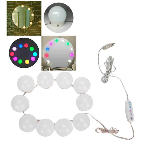 10 st färgglada LED-lampor smink spegel glödlampa bröllop fest spegel glödlampa