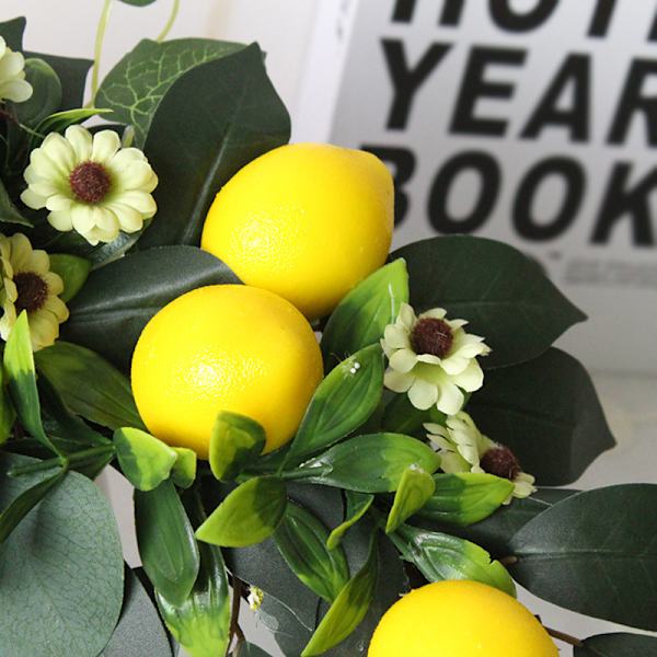 Citronkrans - 17 tum stor sommarhöstkrans för dörr, ytterdörr, gul & grön