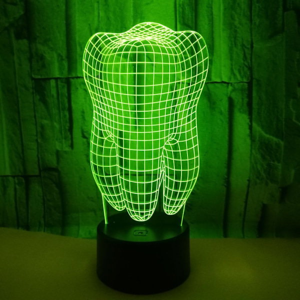 Qinwei Fantastisk Illusion Tand 3D Bordslampa 7 Färgförändring Touch Nattljus Hem Sovrum Dekor Tandläkare Barn Sovande Julgåvor（Stil K）