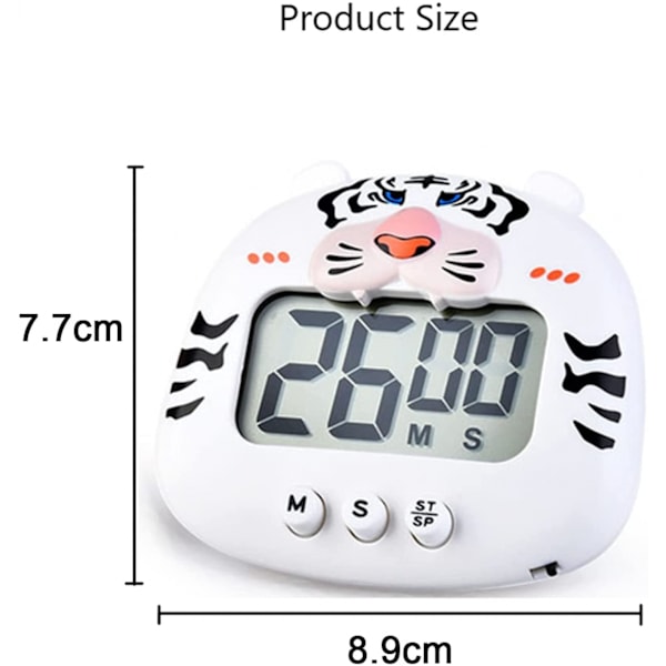 JUSTUP  Nedräkningstimer Digital matlagningstimer med magnetisk LCD-storskärm Visuell klocka  Hängbar väckarklocka --- Gul tiger