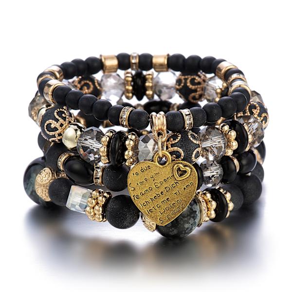1 stk. boheme armbåndssæt til kvinder  Stablede stretch armbånd flerfarvet boho smykker til kvinder hippie armbånd yndige smykker bedste ven gave