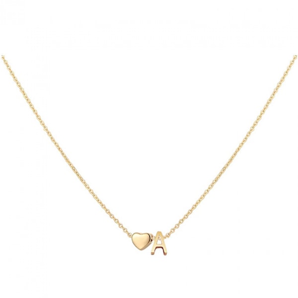 Hjertebokstav Halskjede Rustfritt Stål Tiny Hjertebokstav Halskjede  Monogram  for Kvinner Jenter --- A