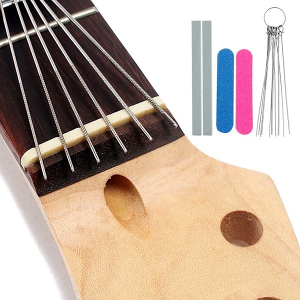 Gitarr topp mutter fil verktyg set cirkulär och platt fil set för gitarr slipning