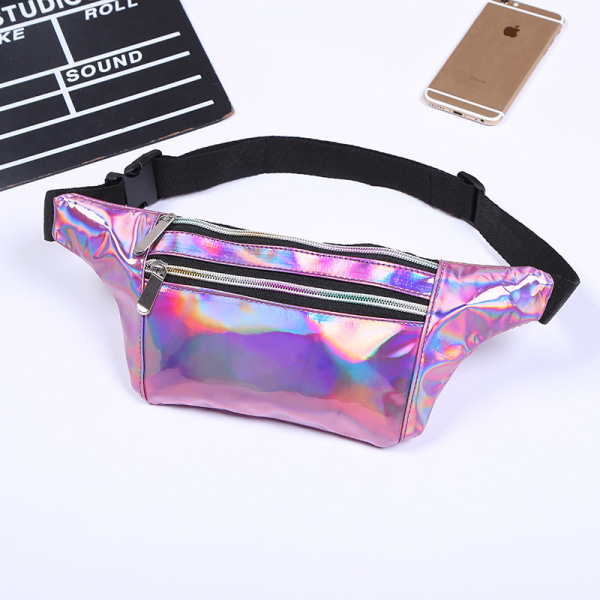 Laser Waist Bag Outdoor Sports Reflective Waist Bag Crossbody Chest Bag Purple