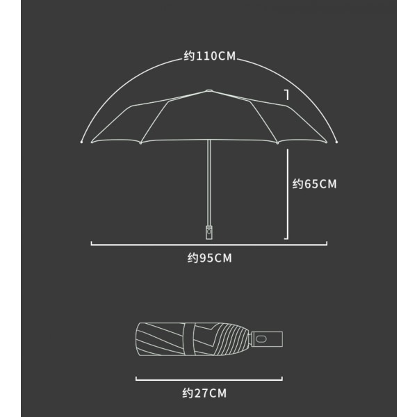 Automatisk åpne og lukke vannavstøtende reiseparaply med solbeskyttelse og regn--Khaki