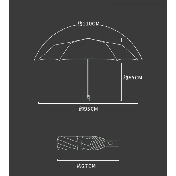 Automatiskt Öppen Stäng Vattentåligt resehopfällbart paraply med solskydd och regn--Zina Green