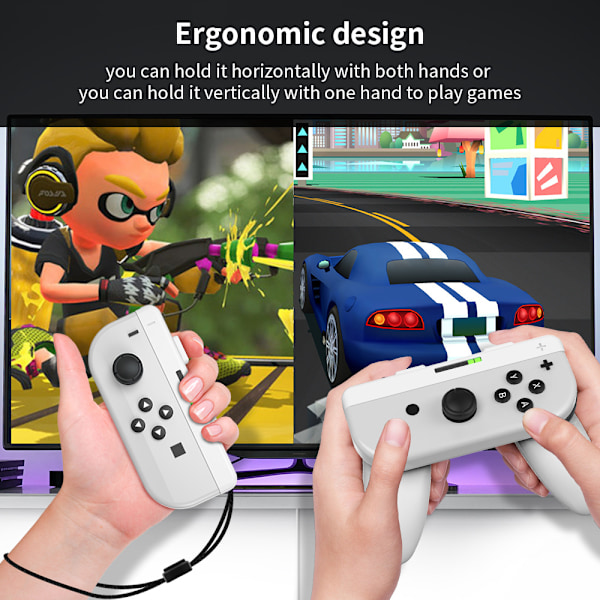 Bryter/Oled Venstre og Høyre Håndtak To i Én Grip, Joycon Liten Håndtak Avtakbar To Montering (Hvit)
