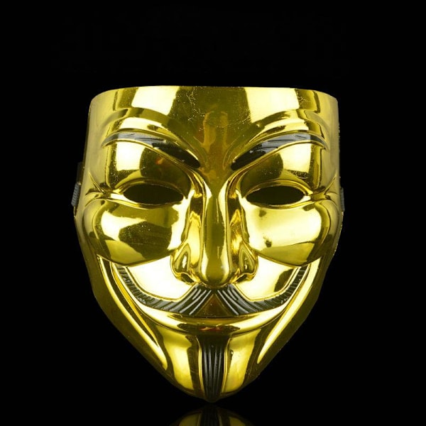 Dianchu Halloween Mask V for Vendetta Hacker Mask, Unknown Male Cosplay Mask Party Costume Props Toy Boy Girls Men Ladies Toys gold