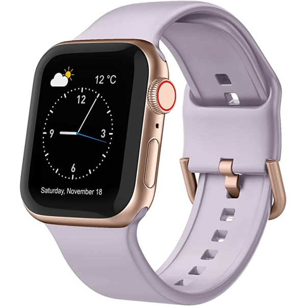 Apple watch mjuk silikon Sportarmbandsersättningsrem, lämplig för hela serien av Iwatch (Lavender-Grey 42/44/45mm)