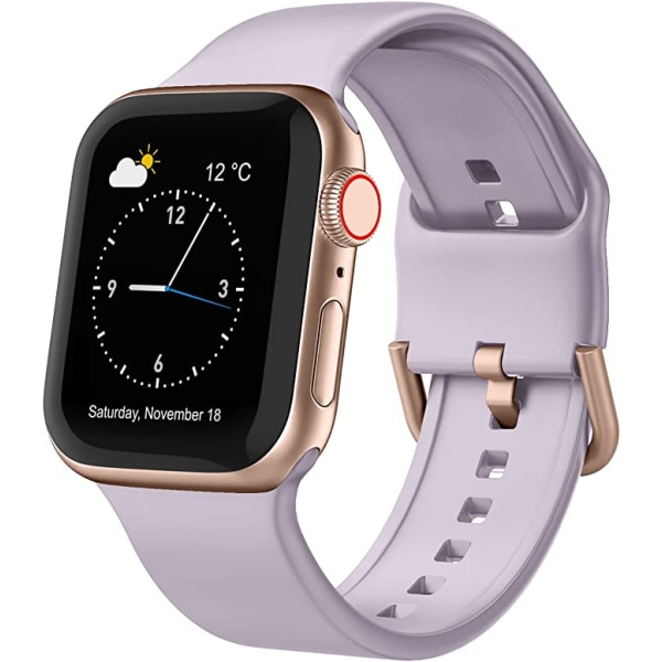 Apple Watch-rem i myk silikon, sportsarmband, ersättningsarmband, lämplig för hela Iwatch-serien (lavendelgrå 42/44/45 mm)