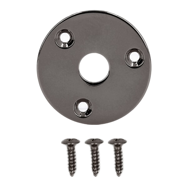 Gitar Jack Socket Plate Rund Metall Inngang Utgang Deksel Erstatningsmaskinvare for Bass med Monteringsskruer GT32 Svart