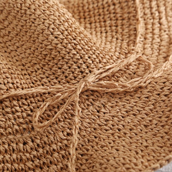 Dotpet Mujer Moda Verano Sombrero De Paja Sombrero De Sol Playa Cap De Vaje Plegable（Khaki）
