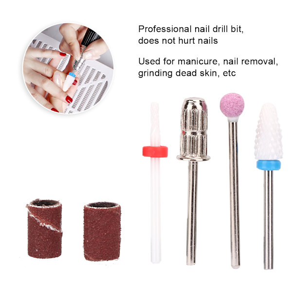 Tungstenstål nagelborr set nagelslipningshuvud poleringsverktyg manikyrtillbehör FD-1