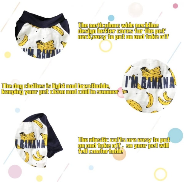 Bomullskläder för valpar Sommar Hundtröjor - Hundkläder T-shirts Fruktmönster Hundväst Tank Top T-shirts för valpar (Storlek M)