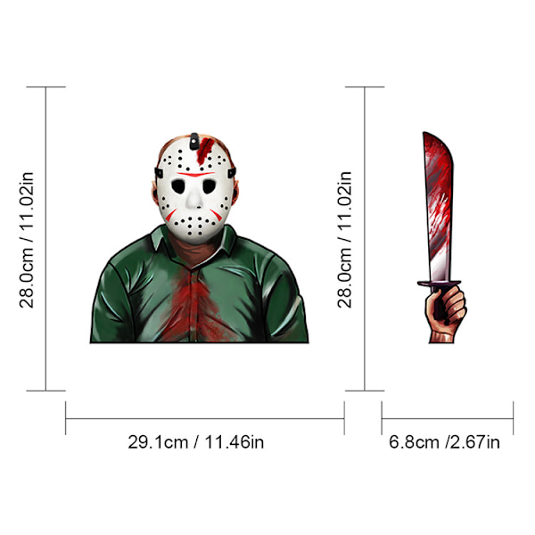 (1 paketti) Halloween-pyyhin Tarra Irrotettava auton takalasin pyyhin Tarra Auton tarra koristelu (Jason pyyhin)