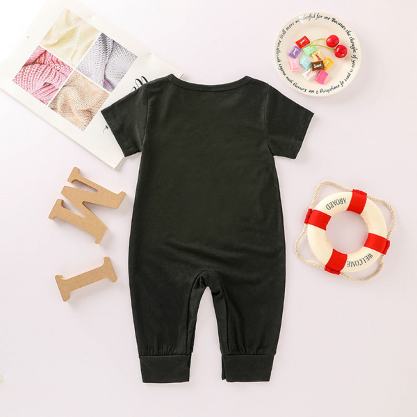 Baby Boy Romper Kläder Lillebror Romper Kortärmade Jumpsuits One Piece Outfit --- Svart（Storlek 100）