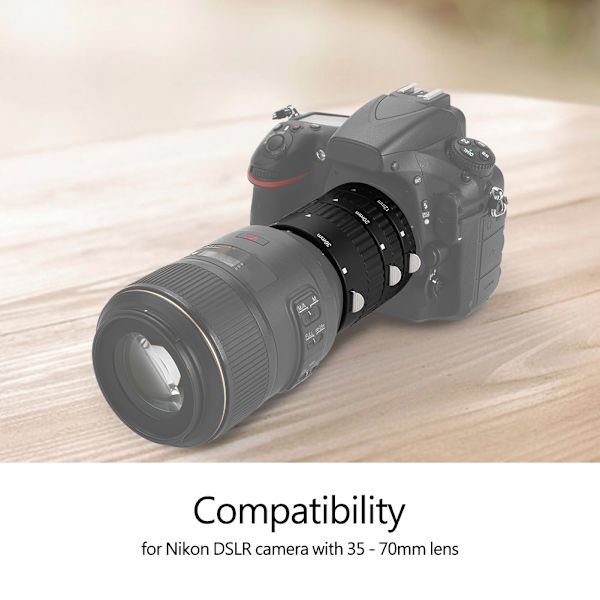 Sats för automatisk fokuseringsförlängningsrör 12 mm 20 mm 36 mm adapterring för Nikon DSLR-kameror