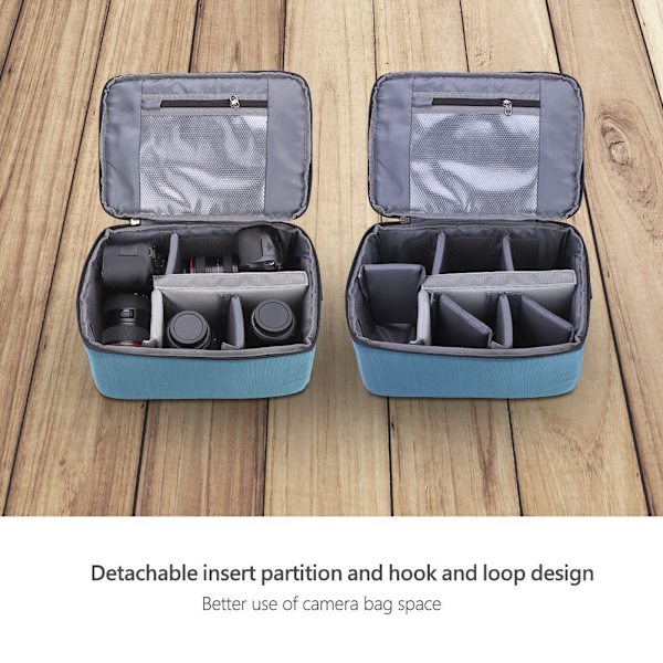 Fordable Protective Insert Partition Handle Camera Lens Bag Case Pouch (Blå)