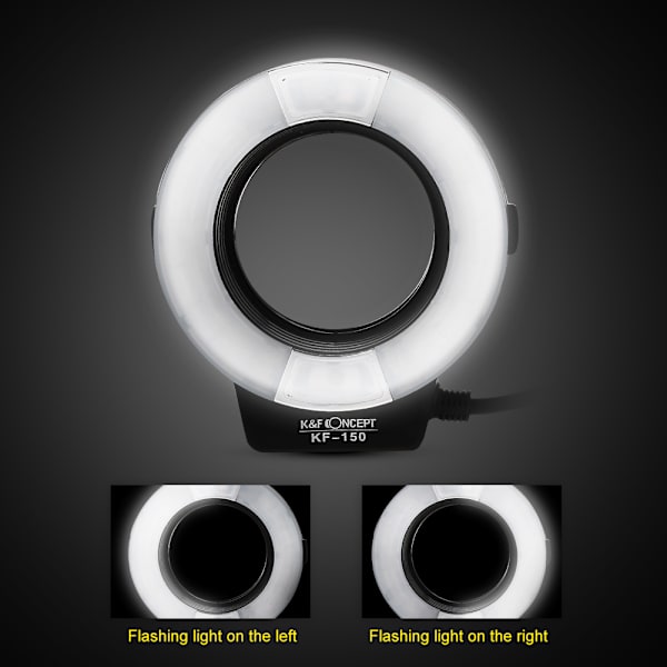 Bärbar LED-ringblixt Batteridriven Speedlite med adaptrar Tillbehör för Nikon