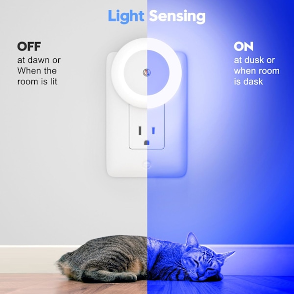 Natlampe, Natlamper Stikkontakt, Skumring til Daggry Sensor, Blå Led Natlampe 0,5W, 2 Pak Natlampe til Voksne, Soveværelse, Ba Blue