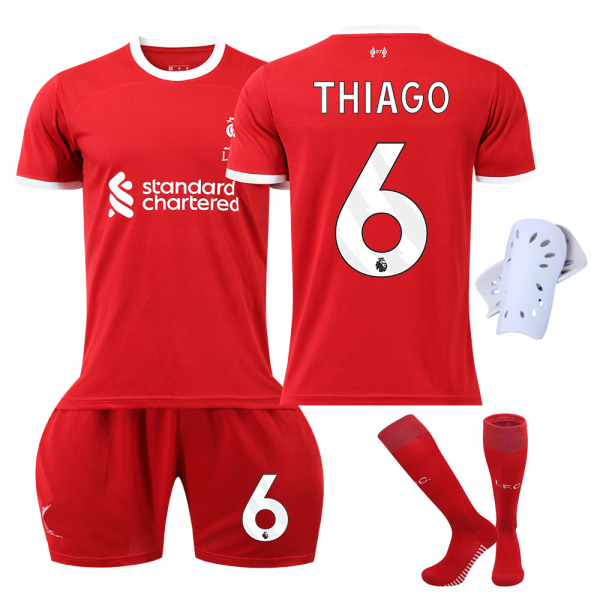 2023-2024 Liverpoolin lasten jalkapalloasusetti, jossa sukat ja polvisuojat - nro 6 THIAGO#M No.6 THIAGO #M