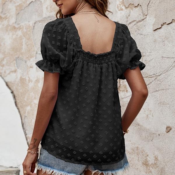 Chiffon Jacquard Kvadratisk Halsringning Topp XL