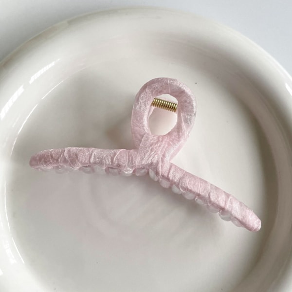 3 STORA HÅRKLO MED Fjäderklämma Matt Käke Stor Fjärilsklämma Klämma Klämma Stark Håll Barrette Hårklämma för Kvinnor ----- Chiffon Rosa